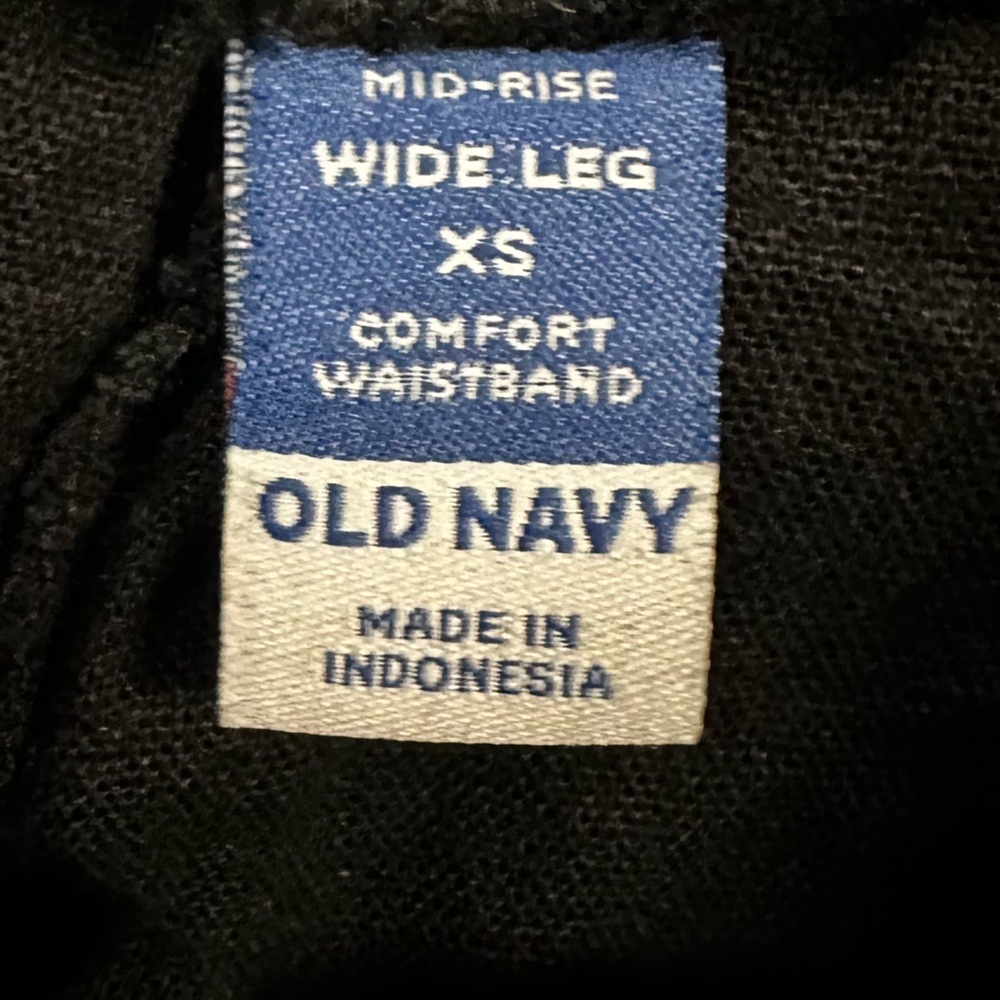 Old Navy Black Linen Blend Super Wide Leg Mid Rise Palazzo Pants Sz XS Stretchy - Picture 5 of 10